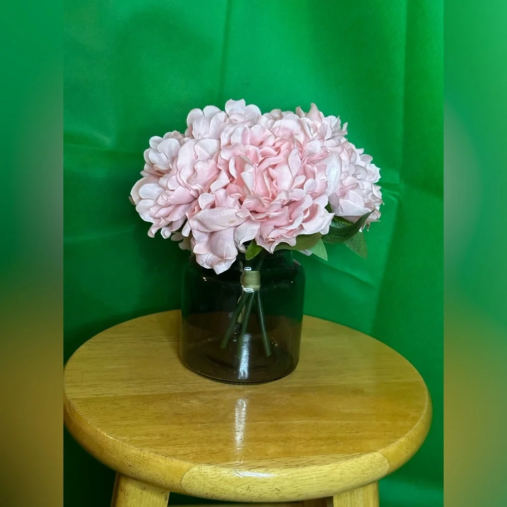 Pink silk faux floral in vase
